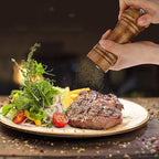 Pepper Grinder - 8 inch Pepper Mill Oak Wooden Pepper Mill Grinder Refillable Grinder Pepper with Ceramic Grinding Mechanism Adjustable Coarse to Fine (1 Pack)