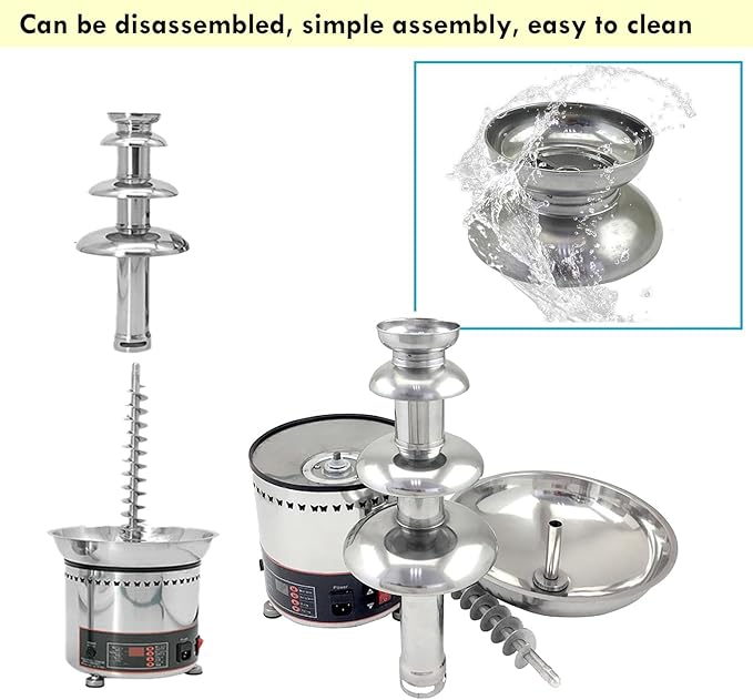 Chocolate Fountain 110V Electric 4-Tiers Digital Chocolate Fountain Melting Machine Heating Fondue Fountain,3kg of chocolate