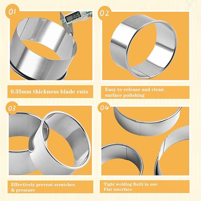 6 Packs Large Biscuit Cookie Cutter Set,Stainless Steel Round Cookie Cutter Molds,2/3/3.5/4/5/6 Inch, Large 6" 5" Cookie Baking Tool Set with Accessories for Pastry,Donut,Fondant,Cake,Cookie,Dumpling