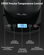 Harriet Gooseneck Electric Kettle - 1200W Fast Heat, 0.8L Stainless Steel, Precision Temp Control & Timer, Wood Handle, Pour Over Coffee and Tea, Black