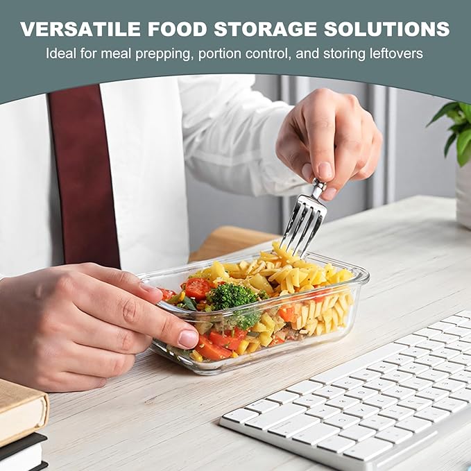 30 oz 5 Pack Glass Meal Prep Containers, Glass Storage Containers with Lids - Dishwahser, Microwave, Oven and Freezer Safe