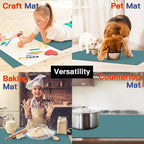 Silicone Mats for Kitchen Counter, 47.3"x23.6"x0.08" Largest Heat Resistant Mat Kitchen Island 2MM Thick Waterproof Countertop Protector Mat Nons-slip Extra Large Counter Mat (Dark Green)