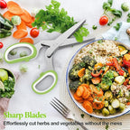 2025 Upgraded Herb Scissors, Effortless Herb Shears Cutter Tool with Sharp Stainless Steel Blades for Fresh Herbs, Must-Have Kitchen & Cooking Gadget, Green