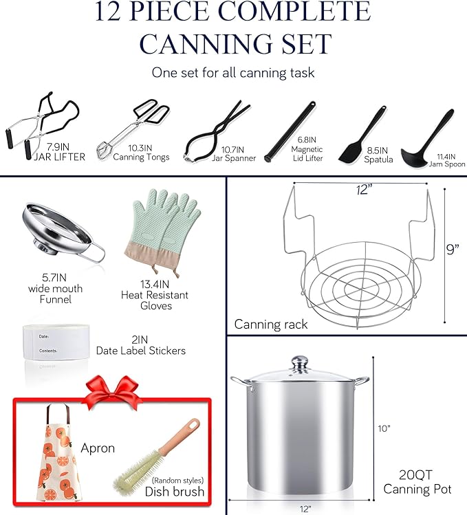 Canning Pot-Canning supplies starter kit, Stainless Steel Canning Tool Kit，Water bath canner with rack for canning.