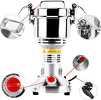 Homend High Speed 500g Electric Grain Mill Grinder Powder Machine Spice Herb Grinder 2500W 70-300 Mesh 36000RPM Stainless Steel Commercial Grade for Kitchen Herb Spice Pepper Coffee (500g)