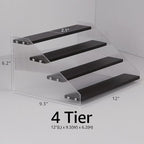nianfeng Tiered Spice Rack, 4-Tier Spice Pantry Kitchen Cabinet Organizer, 12-Inch, Natural Wood Acrylic Stair Riser Stand, Countertop Seasoning Shelf (Black)