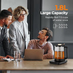 Narcissus Electric Kettle Temperature Control ±5℉, 1.8L Glass Electric Tea Kettle with Removable Infuser for Flowers & Fruit Tea, 1200W Fast Boiling, 6 Hours Keep Warming, Black