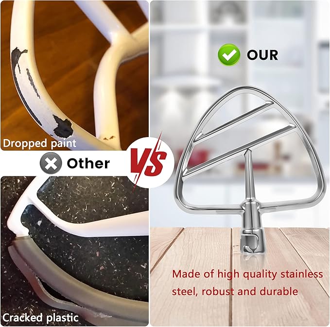 Dough Hook & Flat Beater Attachments for KitchenAid 4.5 QT Tilt-Head Stand Mixer, All Parts Dishwasher Safe