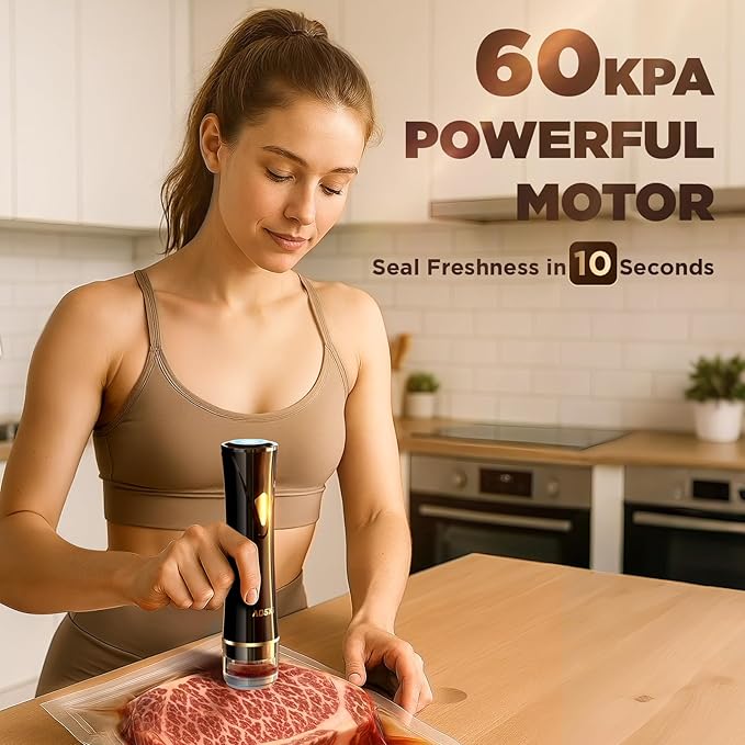 Vacuum Sealer Machine for Food Storage: Compact Food Sealer Saver 5X Fresh Longer, Handheld Detachable Water Tank, 10 PCS Vacuum Seal Bags for Kitchen Fridge Travel Seal Meal Mothers Day Gift For Wife