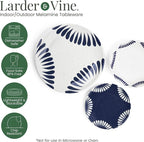 Larder & Vine 12-Piece Melamine Dinnerware Set: Durable, Lightweight, Break-Resistant Plates & Bowls – Stylish, Non-Toxic, Dishwasher Safe – Ideal for Everyday Use, Indoor & Outdoor Dining – Nautical
