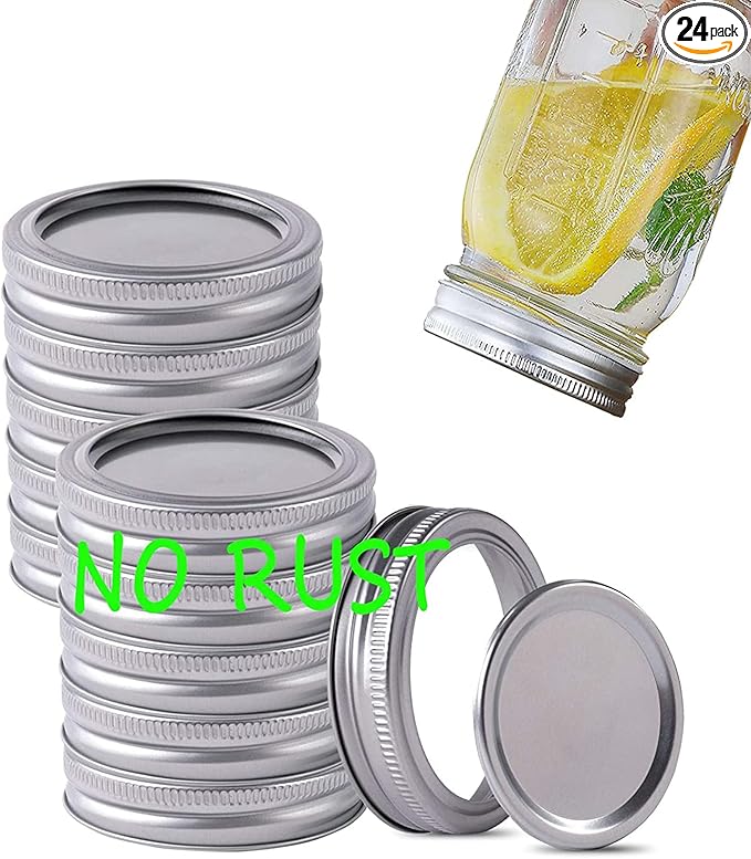 Canning Lids and Rings Regular Mouth Suitable for Ball or Kerr Jars,Small Mouth Mason Jar Lids and Bands Set of 12