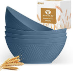 65 OZ Wheta Straw Bowls Set - Unbreakable Large Salad Bowl 4 PCS, Large Capacity Kitchen Bowls Microwave & Dishwasher Safe Serving Bowl for Salad, Popcorn, Chip (Blue)
