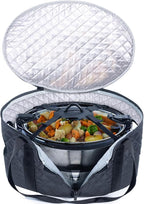 BAGSPRITE Slow Cooker Carrying Case Compatible with 6-8 Quart Crockpot Carrier for Hot Food and Hamlton Beach Slow Cooker Tote with Lid Fastener for Crock-pot Dust Cover Applicances
