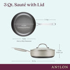 Anolon Achieve Hard Anodized Nonstick Sauté Pan with Lid, 3 Quart - Silver