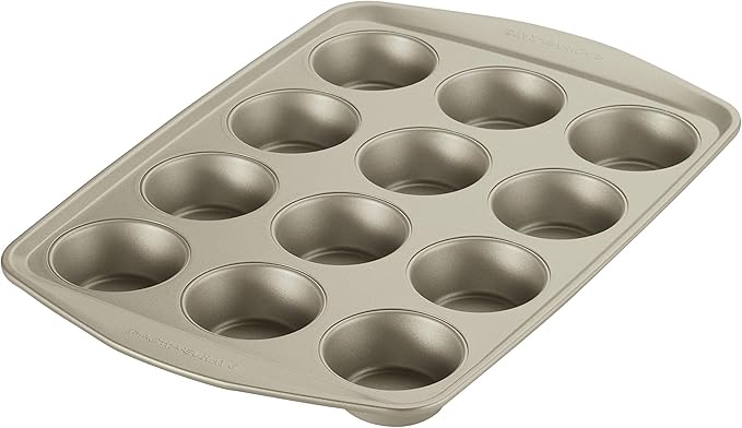 Rachael Ray Nonstick Bakeware Set without Grips includes Nonstick Baking Pan with Lid and Muffin Pan / Cupcake Pan - 3 Piece, Silver
