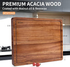 OAKSWARE Cutting Boards, 20 x 15 Inch Extra Large Acacia Wooden Cutting Board for Kitchen, Edge Grain Wood Chopping Board with Juice Groove and Handles, Pre-Oiled Carving Tray for Meat & Cheese