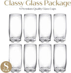 Drinking Glasses set of 8 Highball Glass cups By Home Essentials – Premium Cooler 13.25 Oz. Glassware – Ideal for Water, Juice, Cocktails, Iced Coffee, Iced Tea.