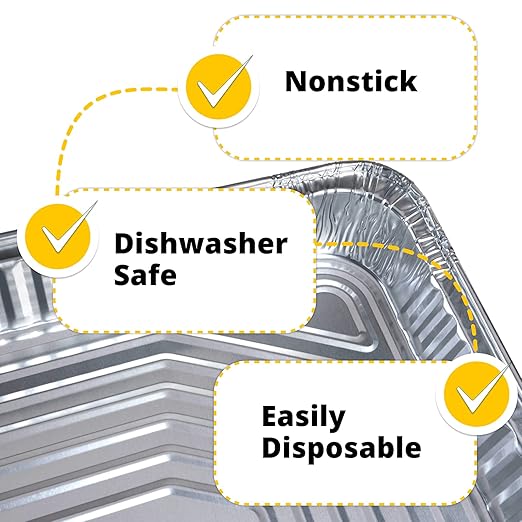 IDL Packaging Full Size Aluminum Steam Table Pans - Shallow, 21" x 13" x 1.5" (pack of 25) - Disposable Foil Pan for Grilling, Roasting, BBQ, Cooking, Baking, Freezing