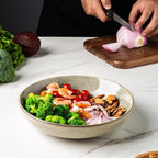 AmorArc 8.5'' Large Pasta Bowls, 36oz Stoneware Pasta Serving Bowls Set of 6 for Kitchen, Wide Bowls for Pasta,Salad,Oatmeal, Microwave Safe, Reactive Glaze