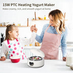 15W Yogurt Maker Machine, 1.2 L Automatic Stainless Steel Yogurt Maker with 5 Tight Seal Glass Jars, Auto Constant Temperature, PTC Heating, Home Yogurt Machine, Healthy Present