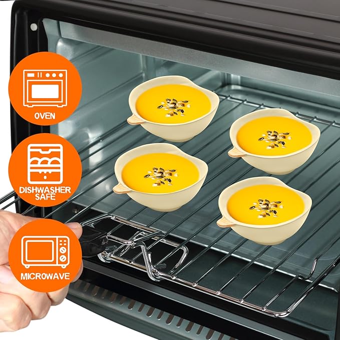 Kolewo4ever 12 Pieces Fall Ceramic Pumpkin Bowl 6 Ounces Ramekins Small Pumpkin Shaped Bowls Orange Dinnerware Decoration for Fall Halloween Serving Dip, Sauce, Condiments,Snack (Yellow)