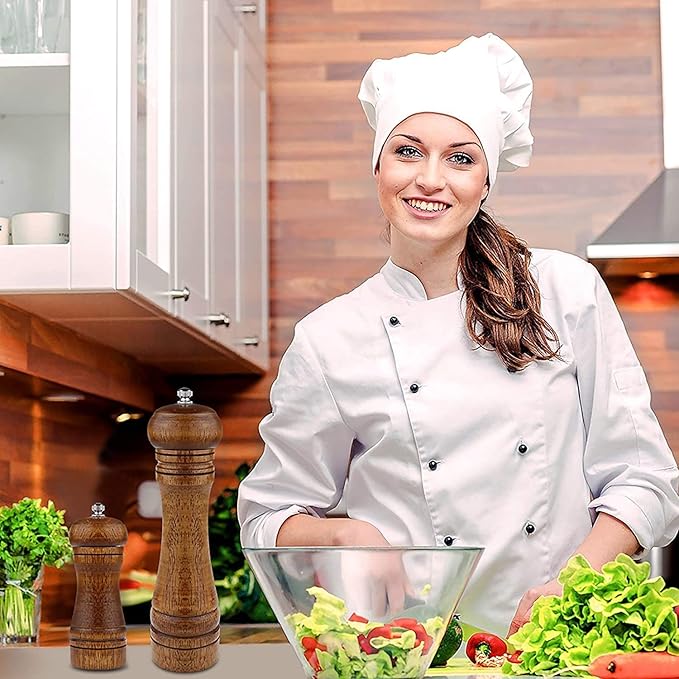 Powstro Pepper Grinder - 5 inch Pepper Mill Pepper Grinder Refillable Oak Salt and Pepper Grinder Set Sea Salt Grinder Ceramic Pepper Mill Grinder Adjustable Rough Grinder