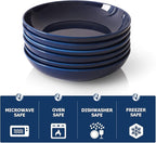 Y YHY Pasta Bowls, 30oz Soup Bowls Salad Bowls Large Serving Bowl Porcelain Pasta Plates Wide and Shallow Bowls Set of 6 Microwave Dishwasher Safe, Blue