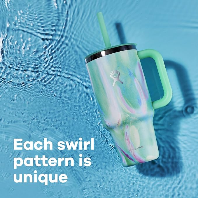 Hydro Flask 32 Oz Travel Tumbler with Handle, Lid and Straw - Insulated Stainless Steel in Jelly Green