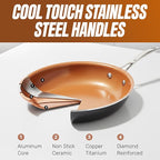 Gotham Steel 12 Pc Ceramic Cookware Set Nonstick, Ceramic Pots and Pans Set Non Stick with Steamer for Cooking, Non Toxic PFOA PFOS Free, Ergonomic Stay Cool Handles, Oven & Dishwasher Safe, Copper