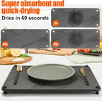 2 Pack Stone Drying Mat for Kitchen Counter, 15.7" x 11.8" Stone Sink Tray, Nesting Stone Dish Drying Mats with Non-Slip Feet for Kitchen