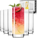 LUNA & MANTHA Highball Glasses Set of 6, 13 OZ Drinking Glasses, Lead-Free Crystal Water Glass, Tall Glass Cups for Cocktail, Tom Collins, Mojito, Mixed Drink, Kitchen and Bar Glassware