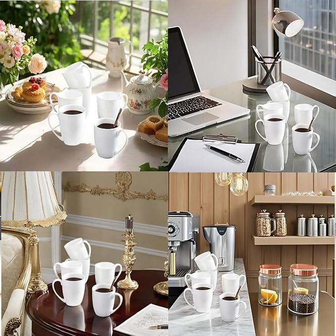 Chulan White Thin Over 45% Bone Content Fine Bone China Coffee Mugs 10 oz, Lightweight Porcelain Cups for Espresso Latte Mocha Cappuccino, Luxury Ceramic Tea Cup, Set of 2 Dishwasher Microwave Safe