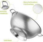 5QT Metal Colander with Handle, Large Stainless Steel Strainer for Kitchen, Mesh Strainer for Washing Pasta, Spaghetti, Fruit, Vegetable, Rice Washer, Fast Draining, Dishwasher Safe