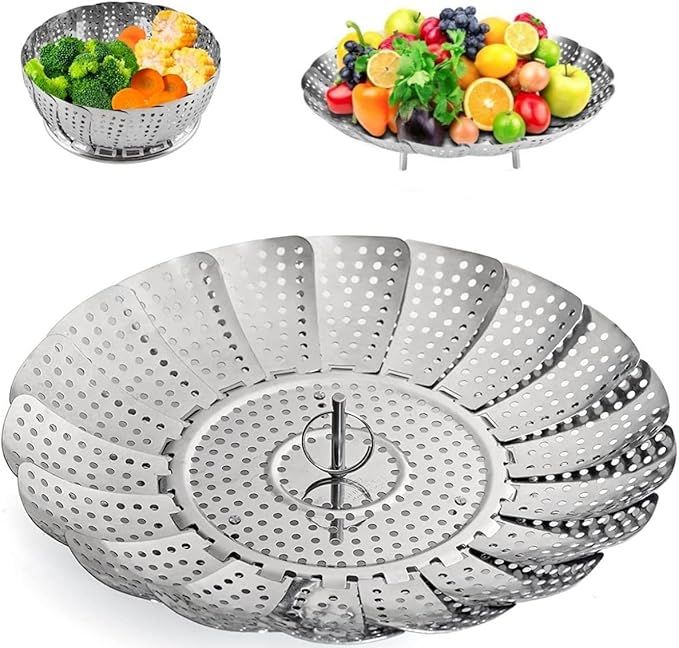 Steamer Basket, Stainless Steel Vegetable Steam Baskets for Steaming Cooking Expandable to Fit Various Size Pot (5.5" to 9.3")