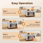 4 Slice Touch Screen Toaster, Stainless Steel Toaster with Wide Slots for Bagels and Bread, Reheat/Defrost/Cancel Functions, Removable Crumb Tray, Silver