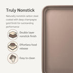 Premium PFOA free Nonstick Baking Pans Bundle of 4 items: 13 x 18 inch Half Baking Sheet Set of 2, 5 x 9 inch Loaf Bread Pan, 9 x 13 inches Cake Baking Pan
