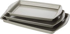 Rachael Ray Nonstick Bakeware Set without Grips includes Nonstick Cookie Sheets / Baking Sheets - 3 Piece, Silver