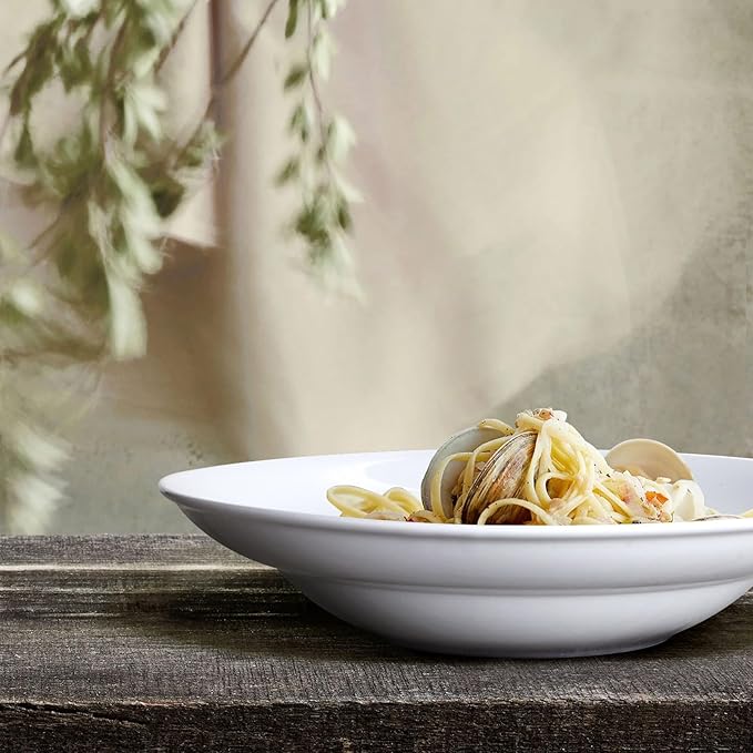 Large Pasta Bowls, 50 Ounces Big Salad Bowls, 10.7 inch White Soup Bowls, Ceramic Serving Bowl Set of 4, Wide and Shallow Bowls Set, Microwave and Dishwasher Safe