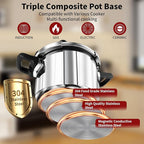6.3 QT Pressure Cooker, 304 Stainless Steel - Explosion-Proof Lock, One Hand Operation, Fast Cooking, Dishwasher Safe & Induction Compatible, Family Size Cookware