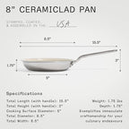 Made In Cookware - 3-Piece (Includes 8",10",12") Ceramic Non Stick Frying Pan Set (Stainless Handle) - 5-Ply Stainless Clad with Stay-Cool Handle - Professional Cookware