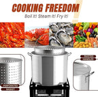 100QT Crawfish Boiler Kit, Waterproof Cover & 18-inch Skimmer, 110,000BTU Propane Burner Stove, 0-20PSIG Regulator, Aluminum Seafood Boil Pot, Crab Boil Pot with Basket