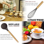 Cooking Utensils Set- 35 PCs Kitchen Utensils with Grater,Tongs, Spoon Spatula &Turner Made of Heat Resistant Food Grade Silicone and Wooden Handles Kitchen Gadgets Tools Set for Cookware