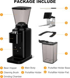 Conical Burr Espresso Coffee Grinder Electric, Coffee Bean Grinder for Home Use Upgraded 48 Grind Settings, 35s Precision Timer, Anti-Static for Pour Over/Drip/French Press, Stainless Steel Black
