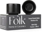 Folk Ceramics Leonard Ceramic Espresso Cups | Modern Stackable Demitasse Mugs for Espresso | Thick Walled, Handleless, Durable, Dishwasher & Microwave Safe | Set of 2, 3oz | Matte Black