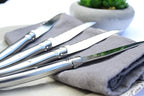 French Home Laguiole 4-Piece Steak Knife Set – Sophisticated Stainless Steel Dinner Knives with Iconic Bee Emblem – Serrated Knives for Smooth Cutting (9.25")