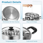 Egg Poacher Pan Nonstick 4 Eggs, Poached Egg Cooker, Poached Egg Pan, Stainless Steel Egg Poacher, Includes Stainless Steel Pot, 4 Cups, Silicone Brush & Spatula, Suitable for Multiple Stove Types