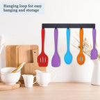 E-far Silicone Cooking Utensils Set, 24Pcs Heat Resistant Kitchen Utensil with Holder, Silicone Kitchen Tools with Spatula Turner Spoon Tongs Whisk, Non-Toxic & Dishwasher Safe (Colorful)