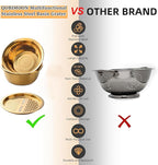 3PC/Set Colander set Stainless Steel Vegetable Slicer Fruit Potato Peeler Carrot Grater Strainer Utensil Round Rice Washer Bowl Drain Basket-Gold