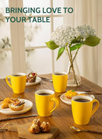 Sweese Porcelain Coffee Mugs - 16 Ounce (Top to the Rim) for Coffee, Latte, Tea, Cocoa, Set of 4, Yellow