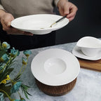 Pasta Plates with Rim 12 oz, Soup Bowl Pasta Bowl Set of 4, White Shallow Bowl Plate, Ceramic Wide Rimmed Soup Bowl, Best choice for high-end restaurants, hotels, and foodies, 11 Inch